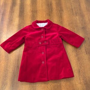 Gap velour red coat baby‎ girl 6-12 months
